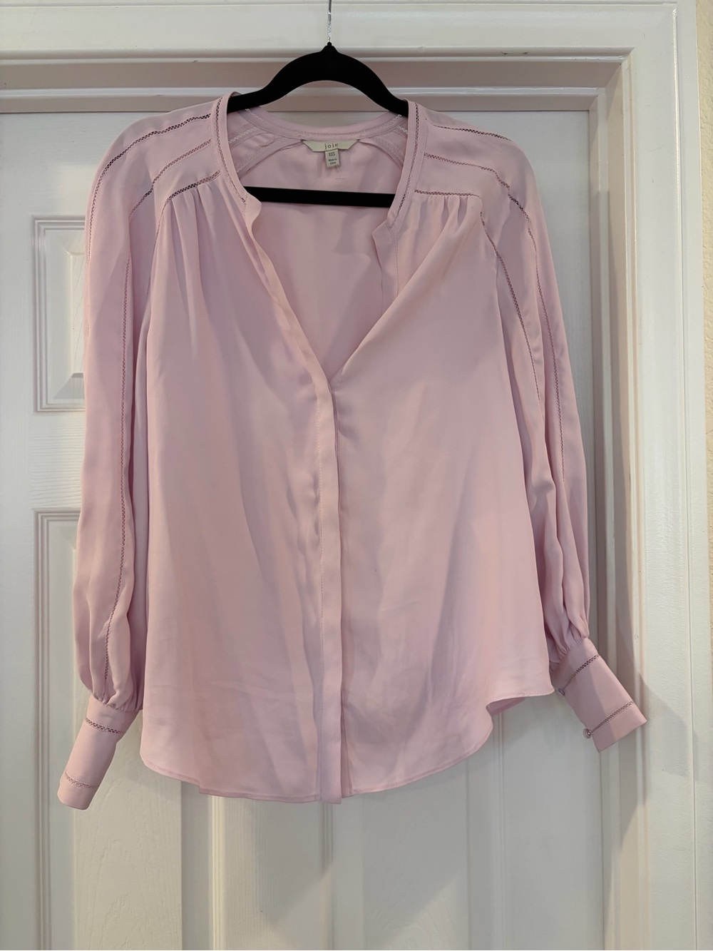 Joie Light Pink Long-Sleeve V-Neck Blouse
